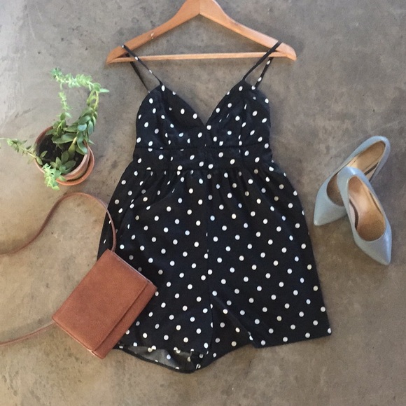 Japna Pants - NWOT Black & White Polka Dot Romper
